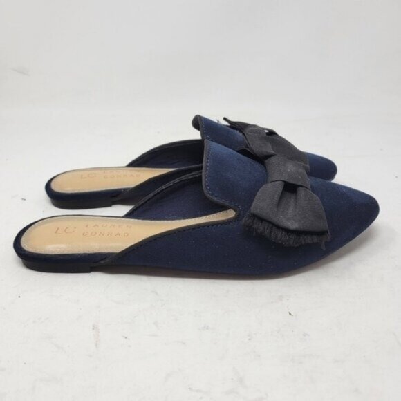 LC Lauren Conrad | Compote Slip On Bow Mules Shoes Navy Blue - Picture 8 of 10